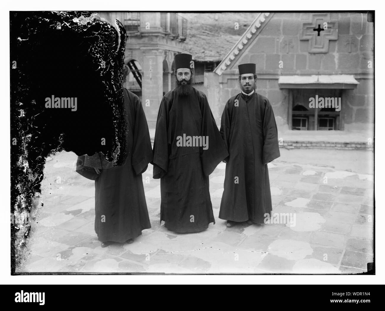 Greek Orthodox priests at St. Catherine's Monastery in the Sinai Abstract/medium: G. Eric and Edith Matson Photograph Collection Stock Photo