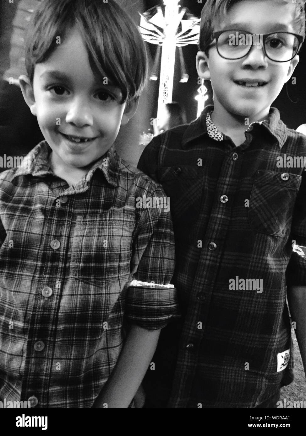 Portrait of two boys smiling hi-res stock photography and images - Alamy