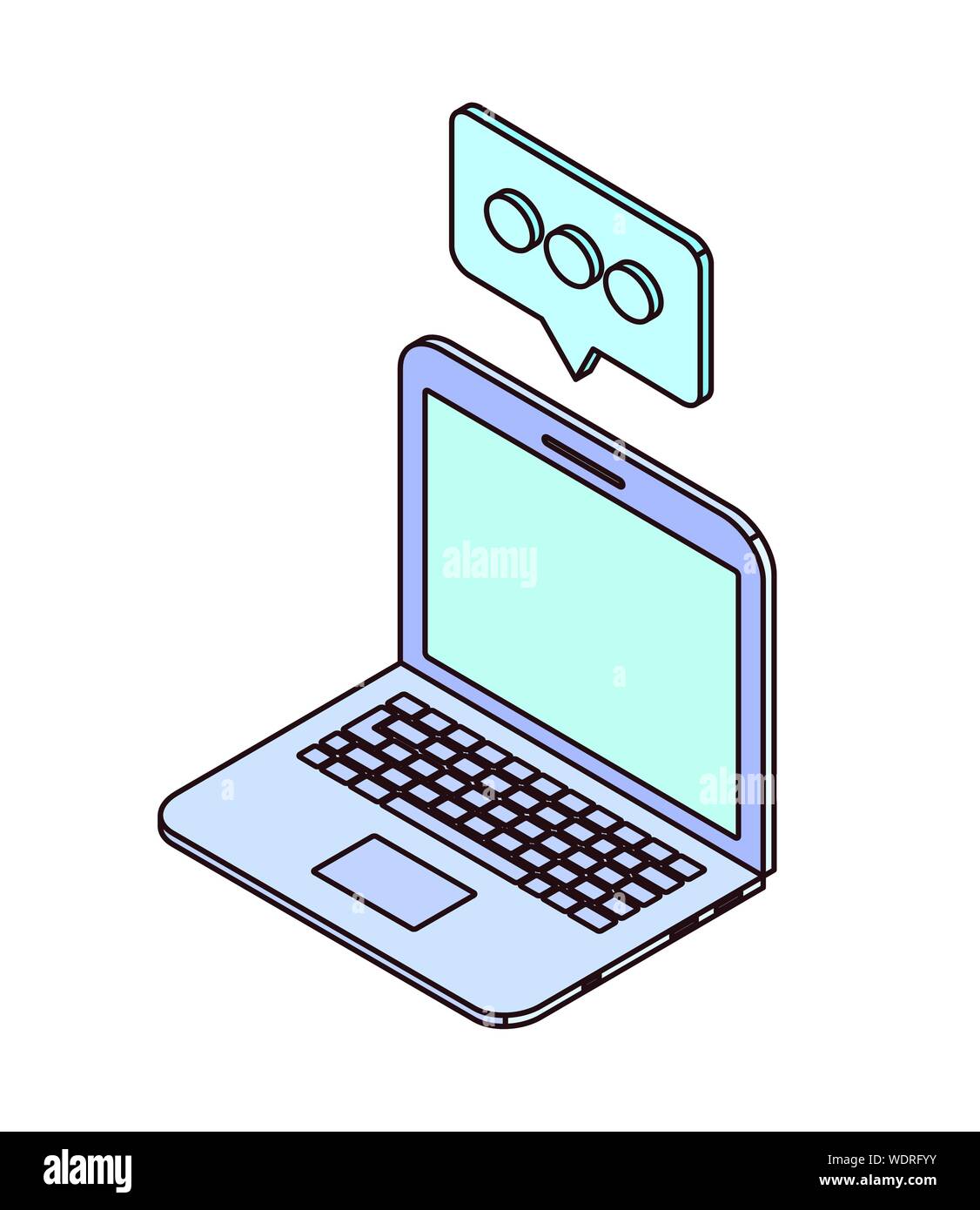 laptop with email notifications on white background Stock Vector