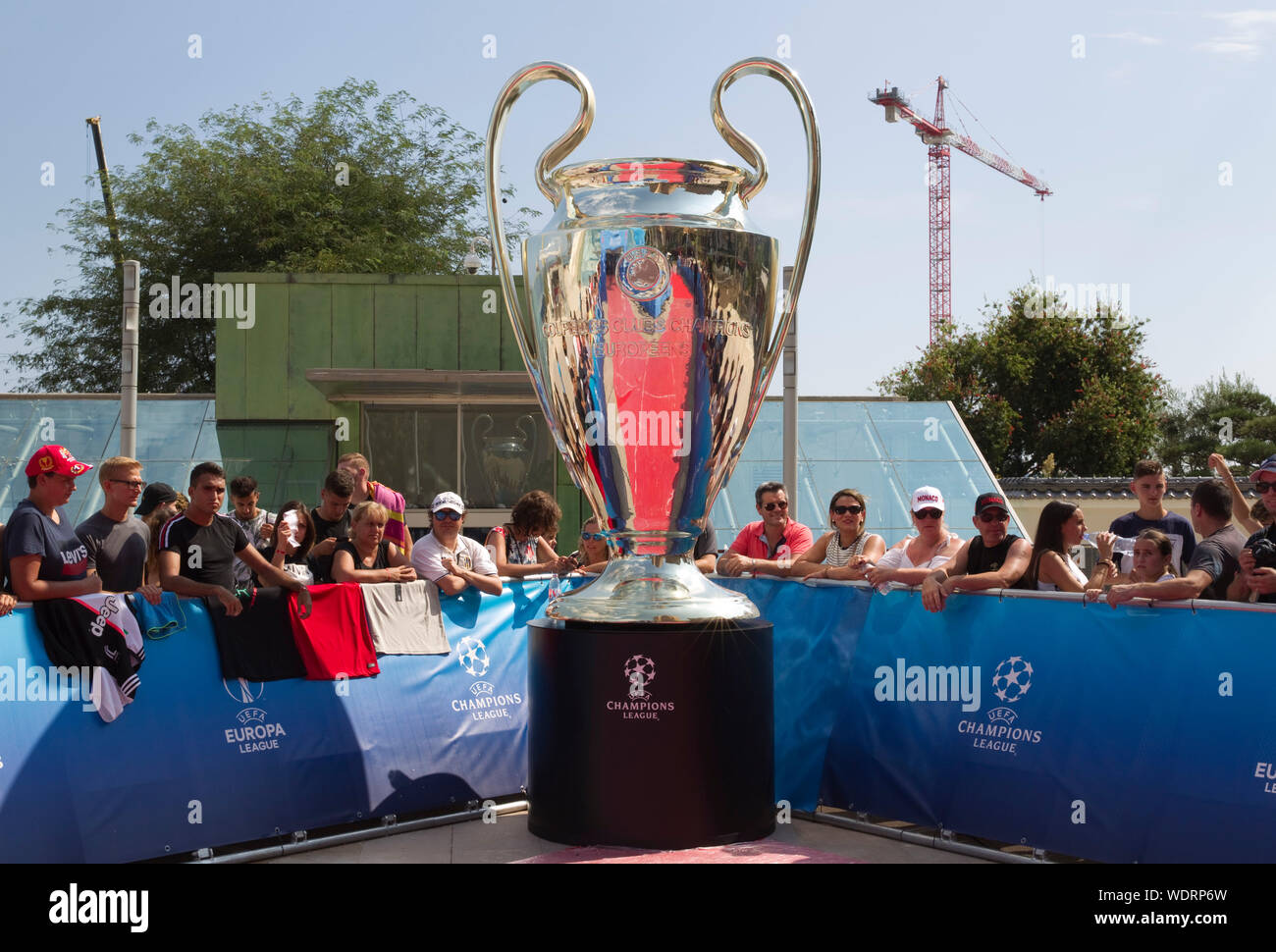 Monaco, Monaco. 29th Aug, 2019. Monaco, Monte Carlo - August 29, 2019: UEFA Champions League Group Stage Draw and Player of the Year Awards, Season Kick Off 2019-2020 Atmosphere with Trophy Credit: Mandoga Media/Alamy Live News Stock Photo
