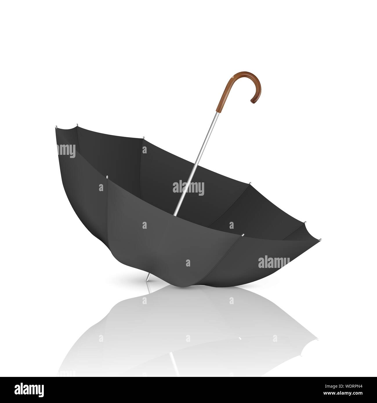 Vector 3d Realistic Render Black Blank Umbrella Icon Upside Down ...