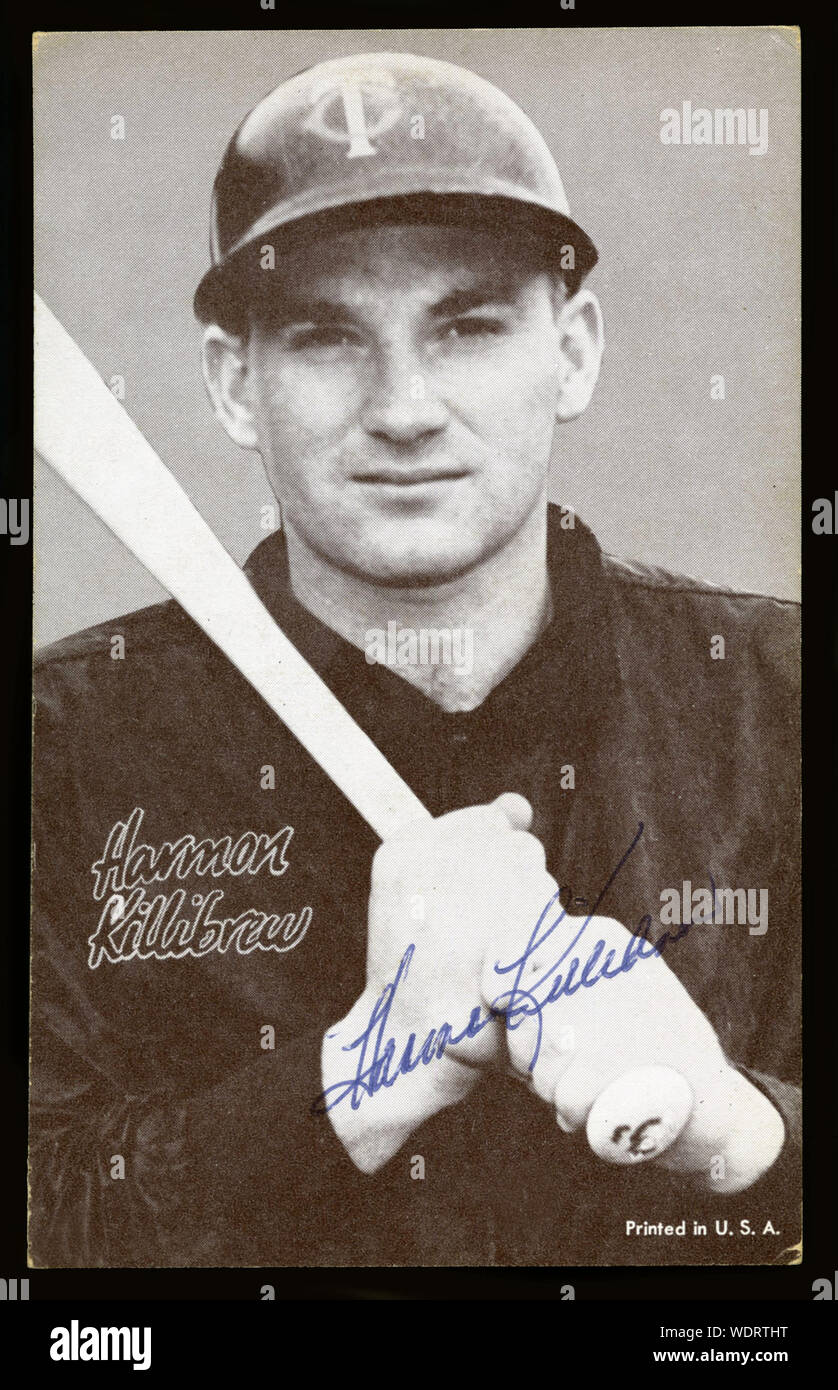 Autographed photo of Hall of Fame baseball player Harmon Killebrew Stock Photo