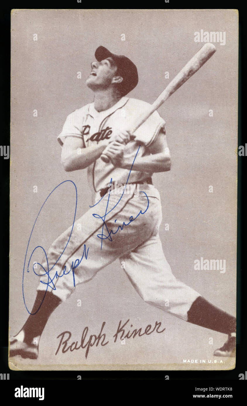 Autographed photo of Hall of Fame baseball player Ralph Kiner. Stock Photo