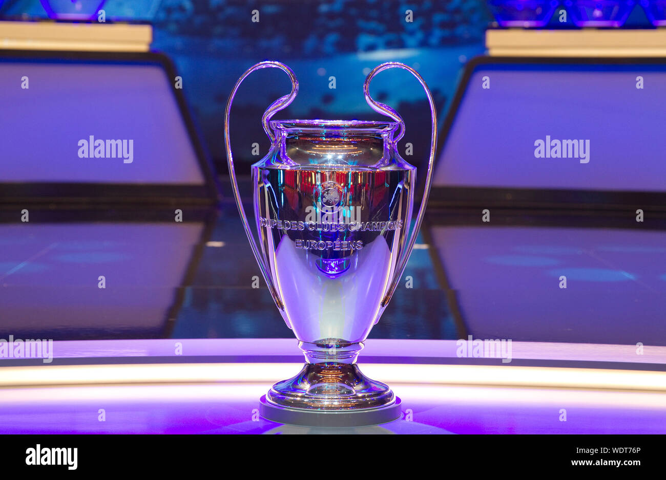 Monaco, Monaco. 29th Aug, 2019. Monaco, Monte Carlo - August 29, 2019: UEFA Champions League Group Stage Draw and Player of the Year Awards, Season Kick Off 2019-2020 Atmosphere with Trophy | usage worldwide Credit: dpa/Alamy Live News Stock Photo