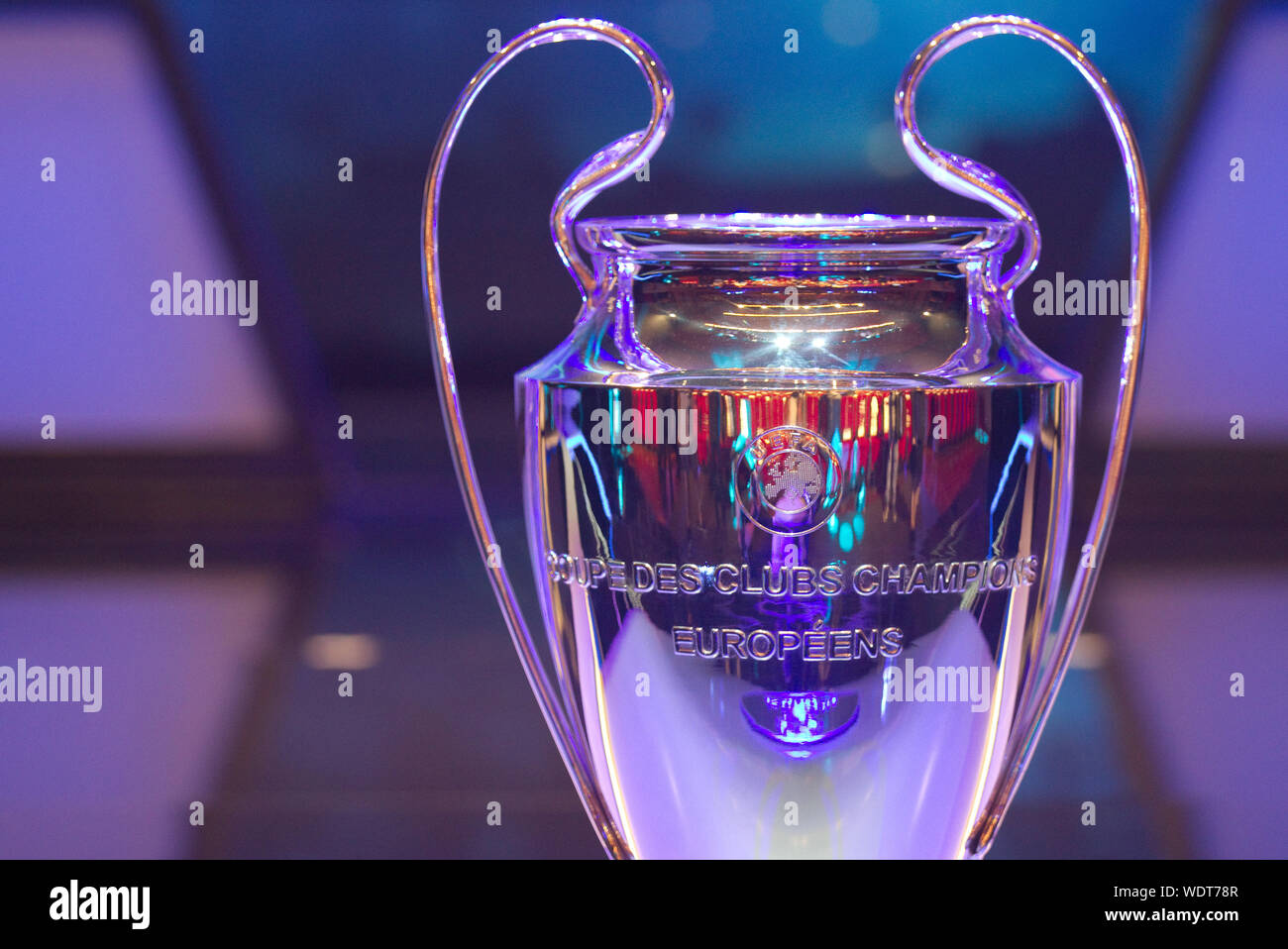 Monaco, Monaco. 29th Aug, 2019. Monaco, Monte Carlo - August 29, 2019: UEFA Champions League Group Stage Draw and Player of the Year Awards, Season Kick Off 2019-2020 Atmosphere with Trophy | usage worldwide Credit: dpa/Alamy Live News Stock Photo