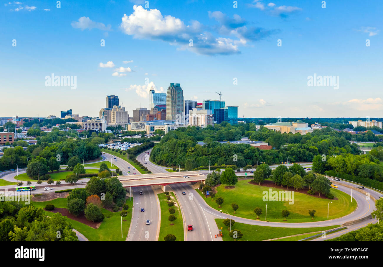 Raleigh, NC Downtown Aerial View Stock Photo