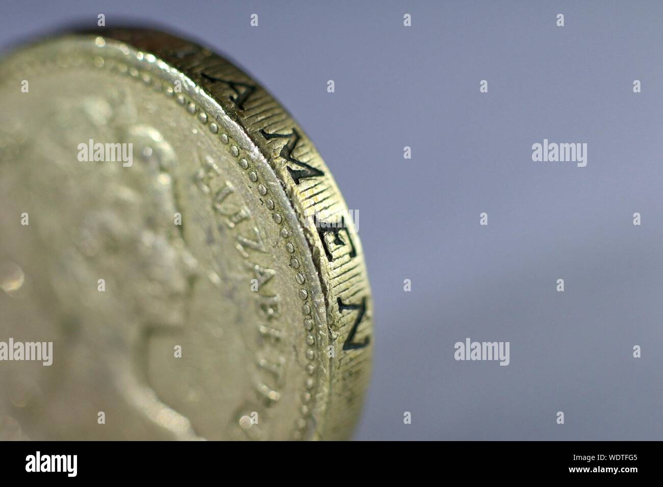 Close-up Of British One Pound Coin Stock Photo