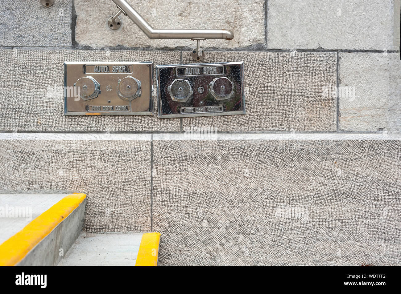 fire department connection on a building for auto sprinkler system