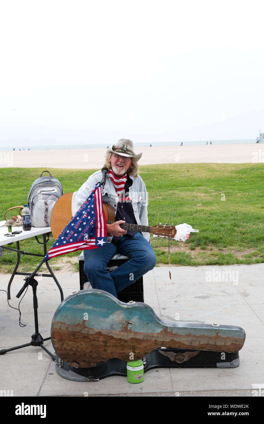 Guitar player in Venice, a beachfront district on the Westside of Los