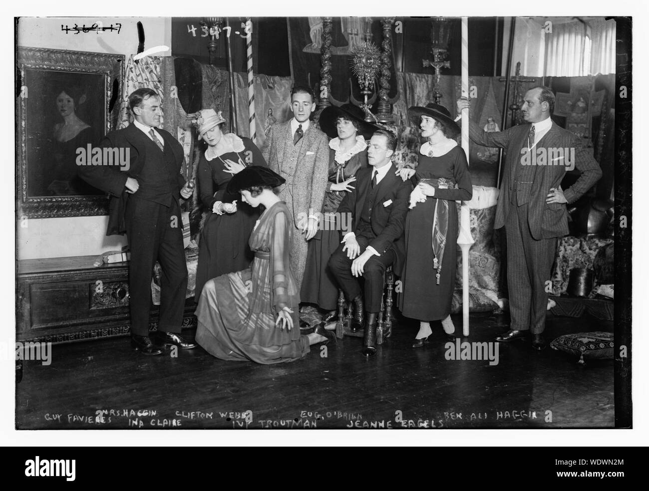 Guy Favieres, Ina Claire, Ivy Troutman, Jeanne Eagels, Mrs. Haggin, Clifton Webb, Eug. O'Brien, Ben Ali Haggin Abstract/medium: 1 negative : glass  5 x 7 in. or smaller. Stock Photo