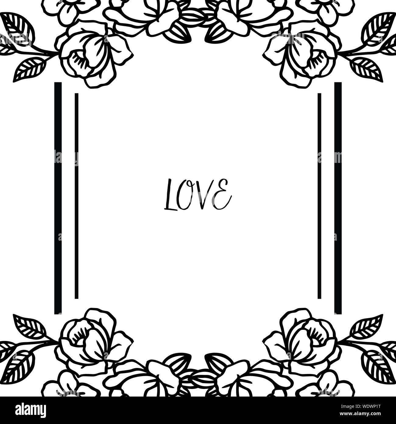 Decoration of leaves and flower frame, for letter text of love. Vector  Stock Vector Image & Art - Alamy