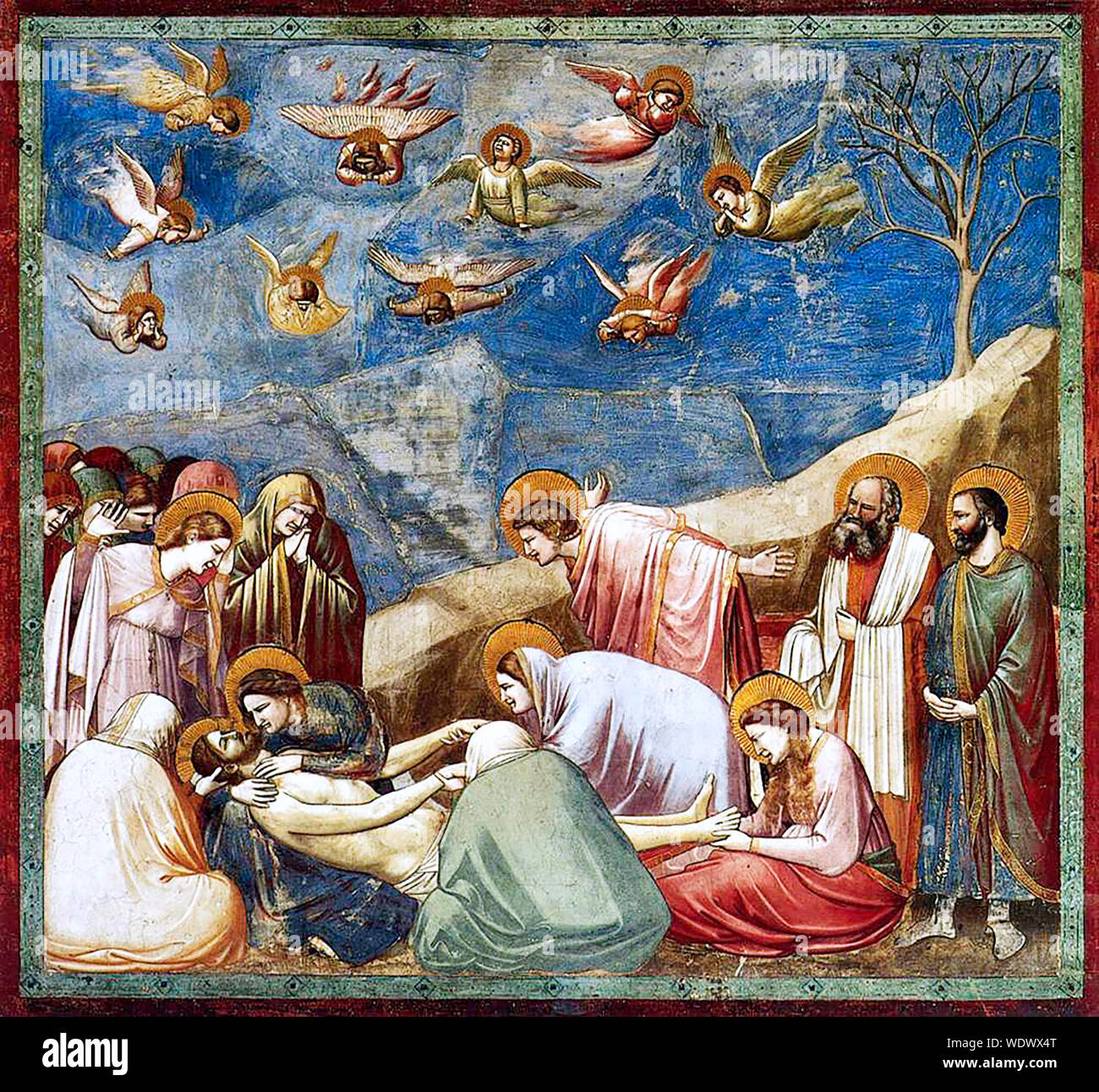 Scenes from the Life of Christ: 20. Lamentation (The Mourning of Christ) - Giotto di Bondone, circa 1305 Stock Photo