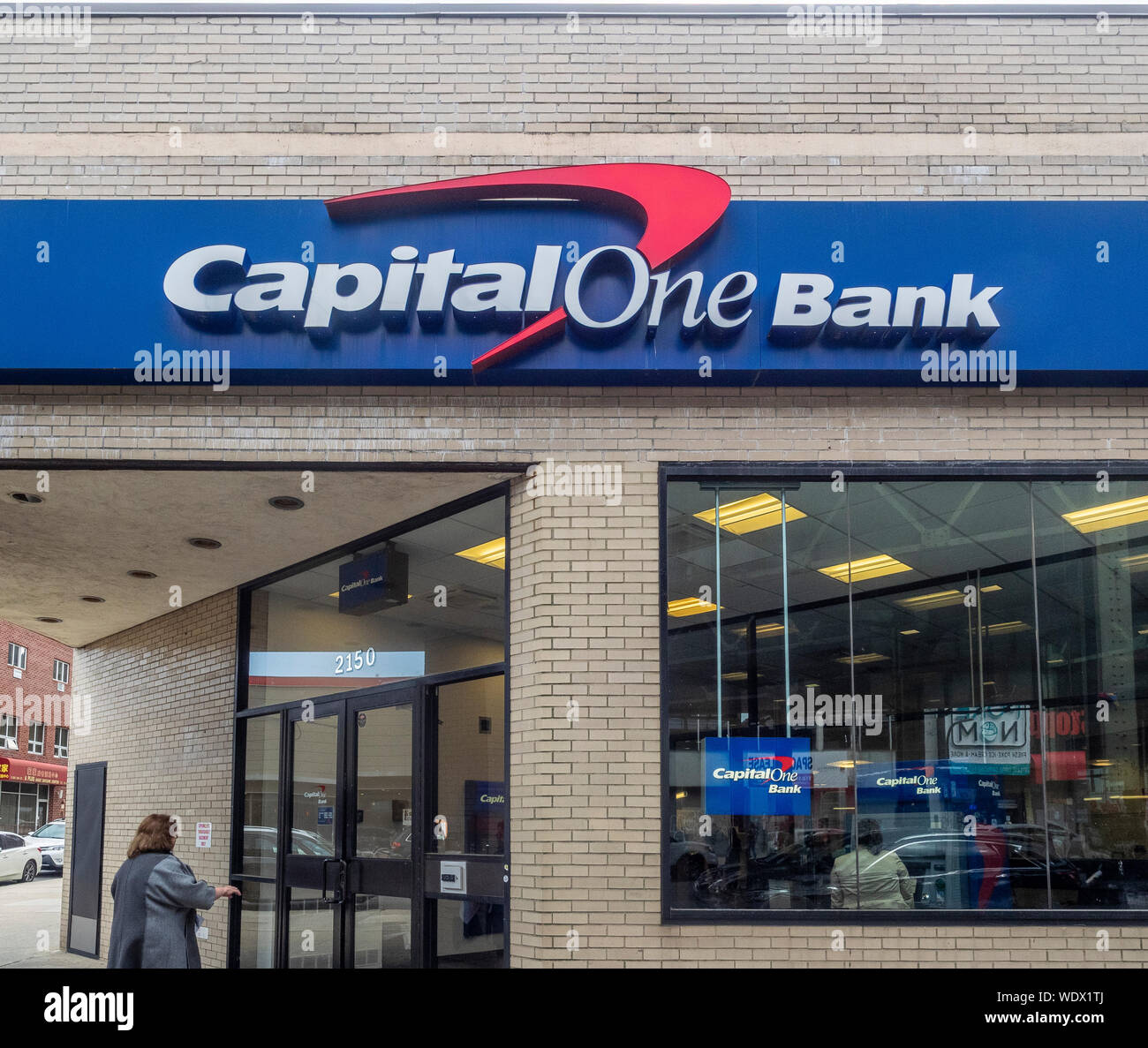New York, NY, USA May 17, 2019 Exterior of Capital One Bank branch building. Capital One