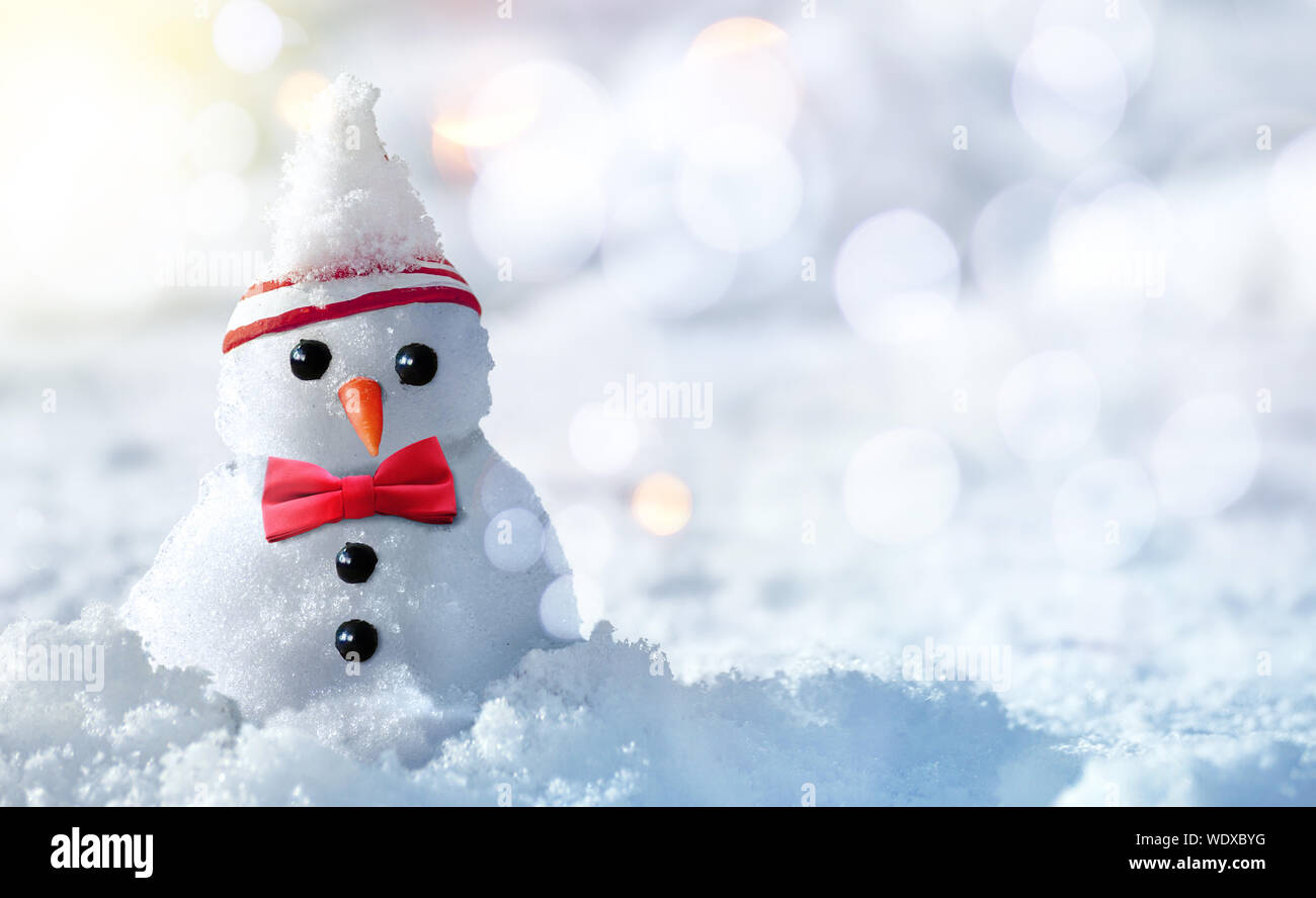 Cute frost ice snowman in winter snow background. Christmas theme with copy  space Stock Photo - Alamy
