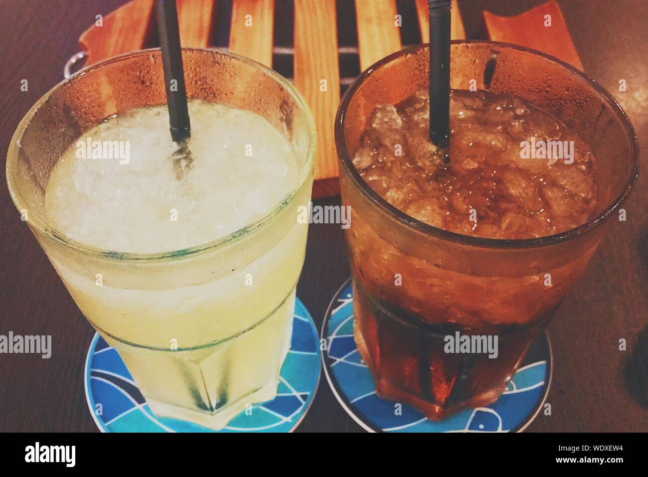 Two Alcoholic Drinks With Straw Stock Photo
