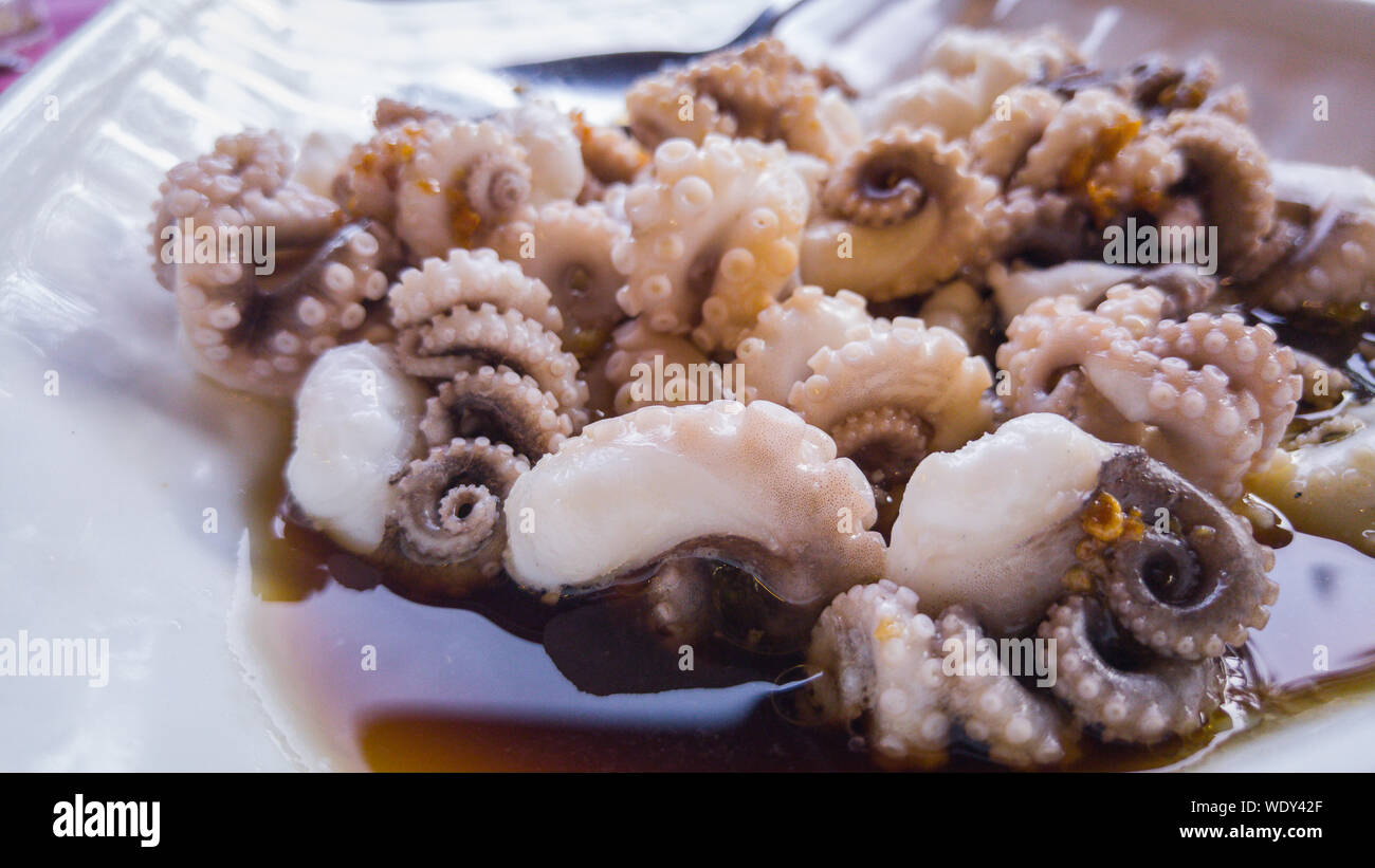 Close-up Of Octopus In Plate Stock Photo