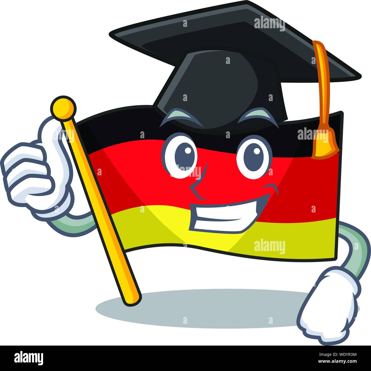 Graduation germany flag flutter on cartoon pole Stock Vector