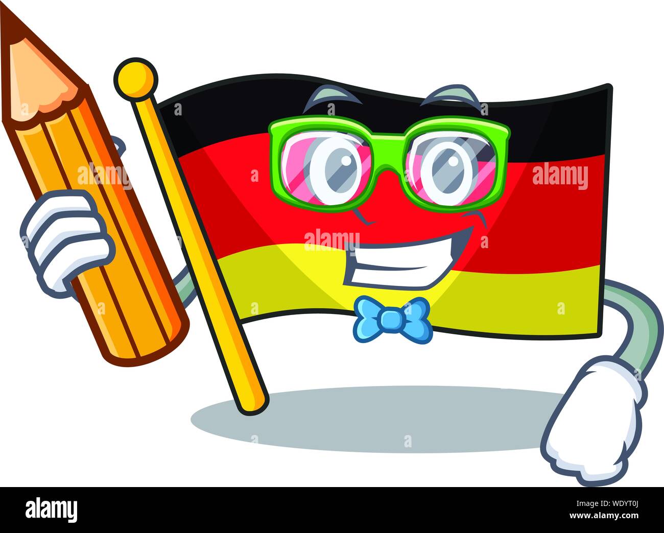 Student germany flag flutter on cartoon pole Stock Vector