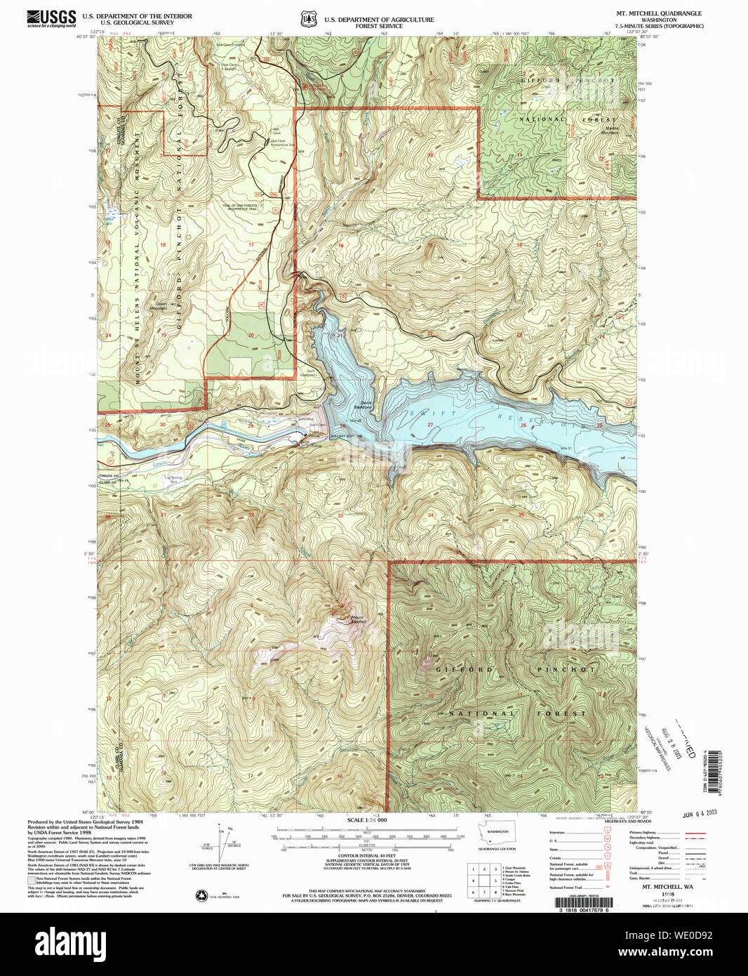 USGS Topo Map Washington State - Usgs Topo Map Washington State Wa Mt Mitchell 242651 1998 24000 Restoration WE0D92