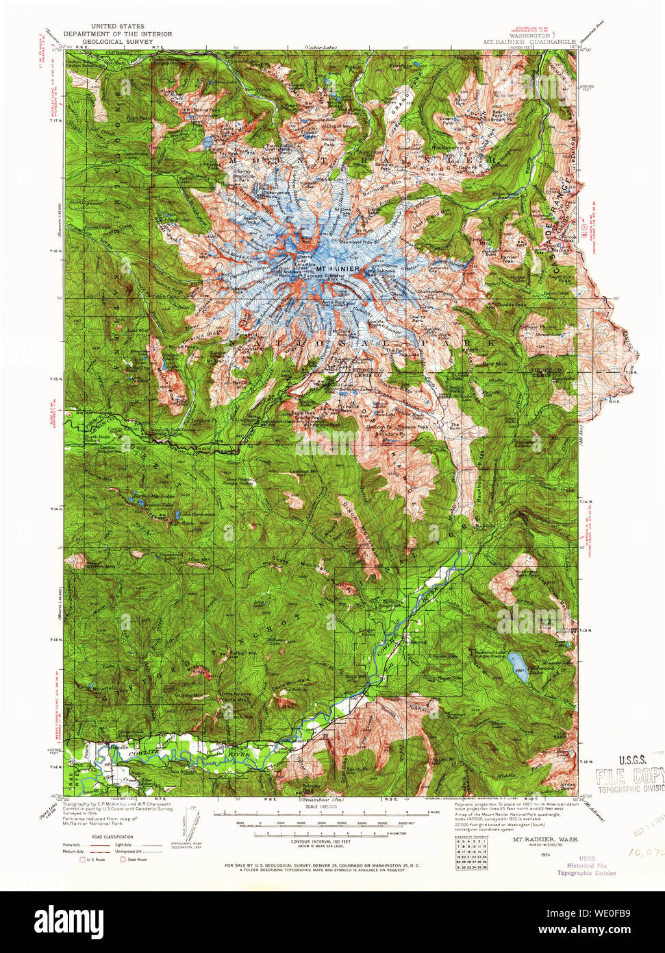 USGS Topo Map Washington State - Usgs Topo Map Washington State Wa Mt Rainier 242665 1924 125000 Restoration WE0FB9