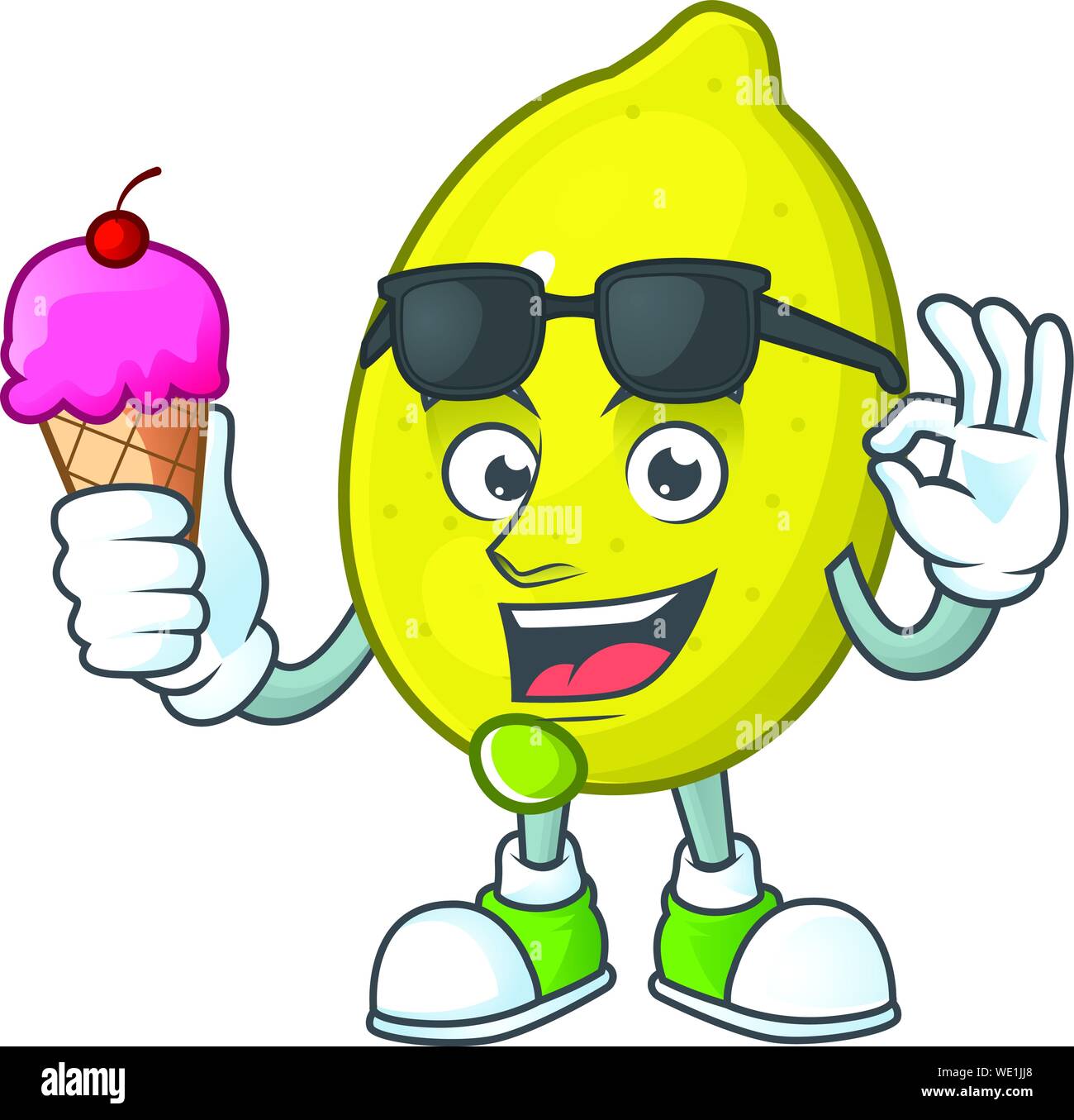 With ice cream lemon character with design cartoon mascot Stock Vector ...