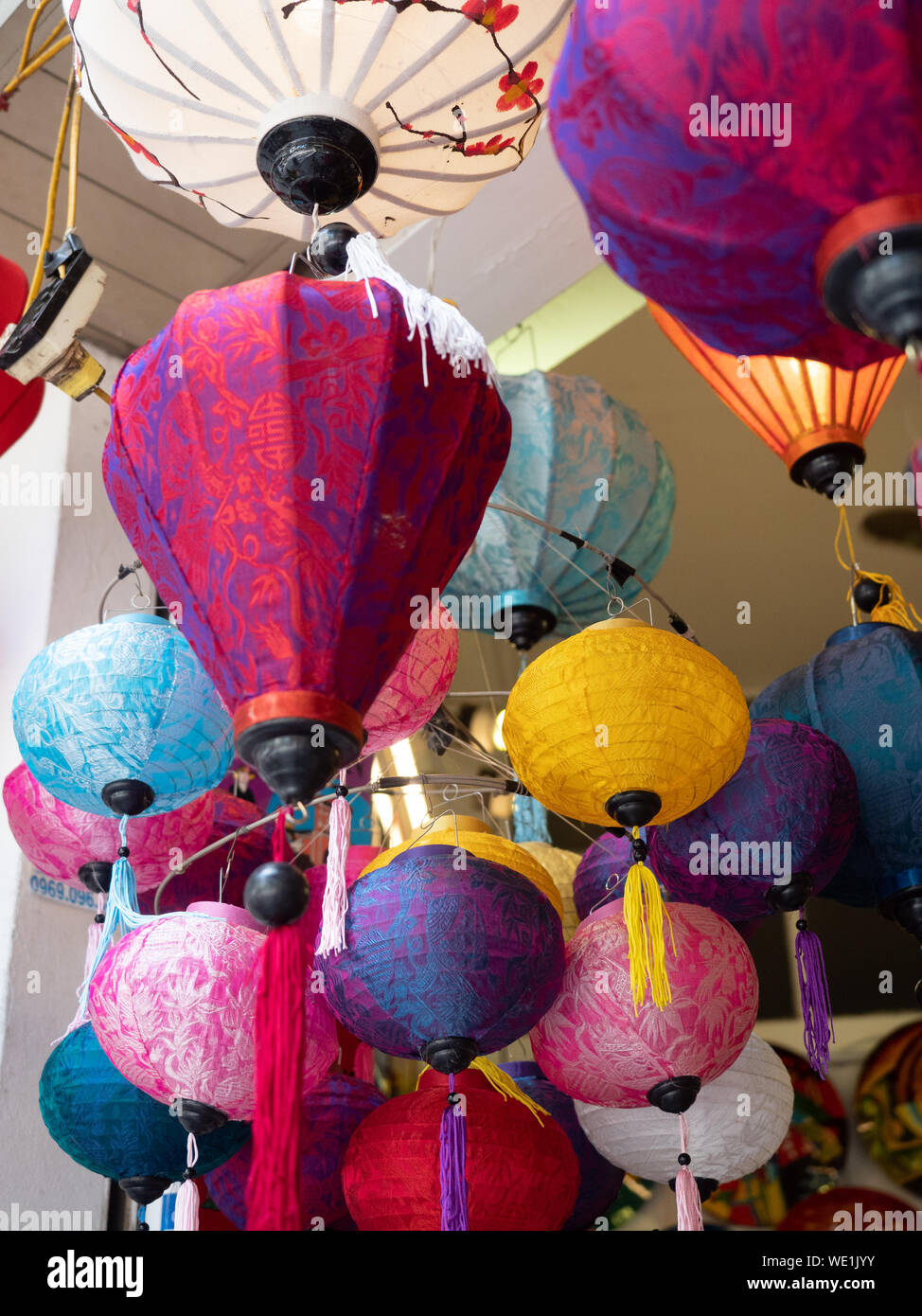 Fabric lanterns for sale in Hanoi Vietnam Stock Photo