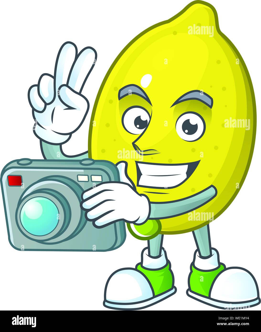 Photographer lemon cartoon character on white background Stock Vector ...