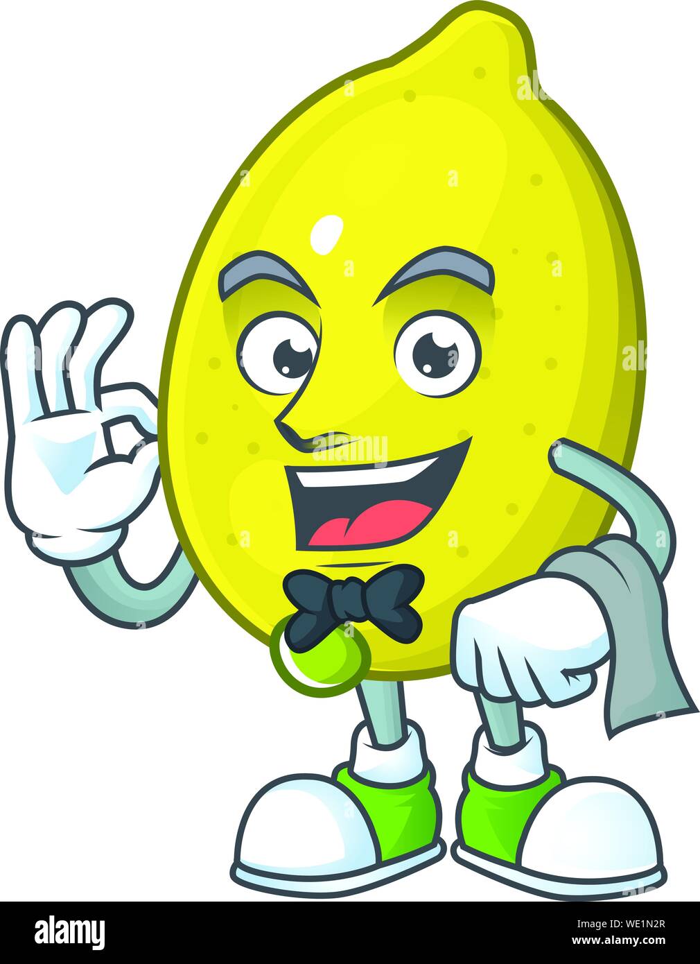 Waiter lemon cartoon character on white background Stock Vector Image ...