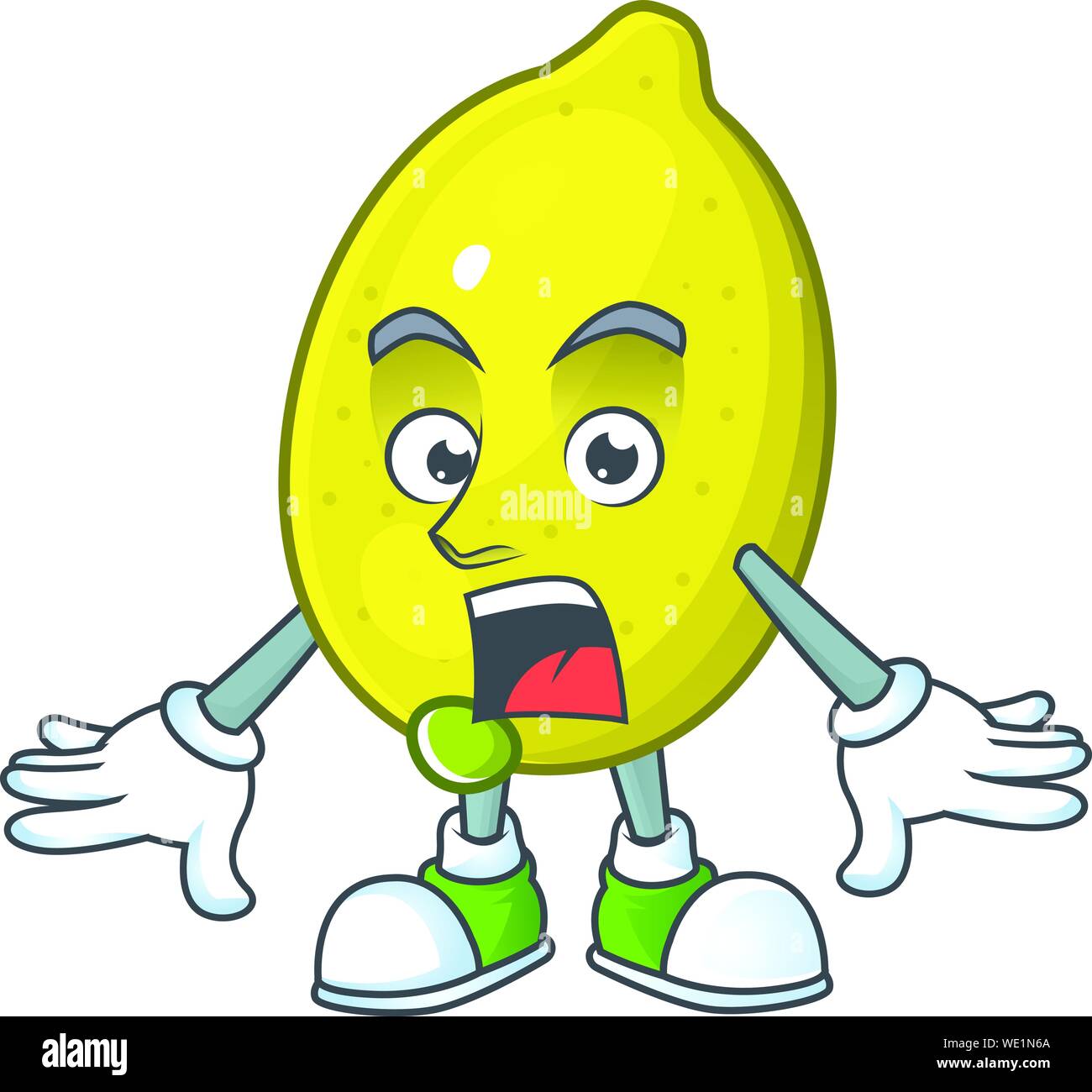 Surprised lemon cartoon character on white background Stock Vector ...