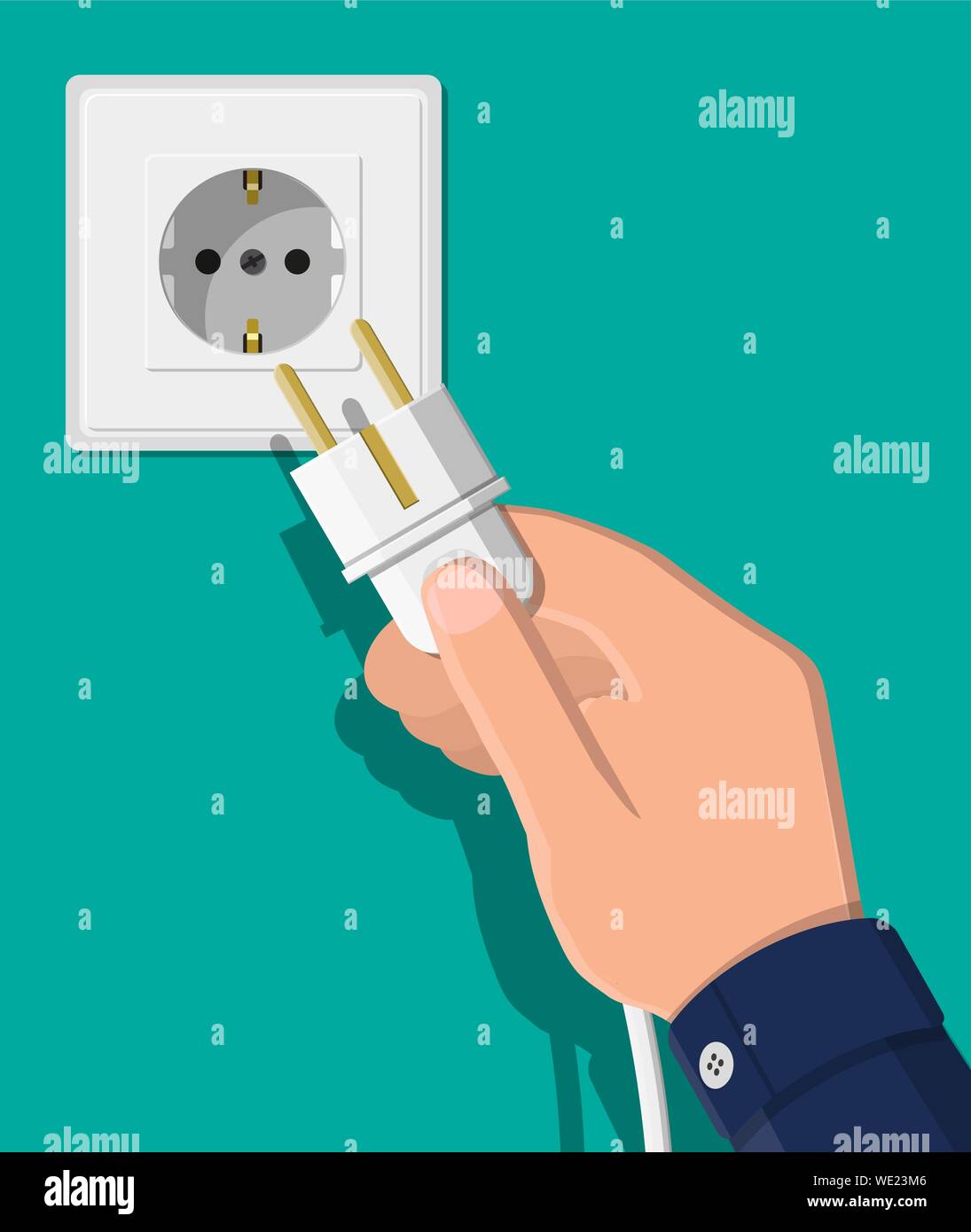 Electrical outlet and hand with plug Stock Vector Image & Art - Alamy