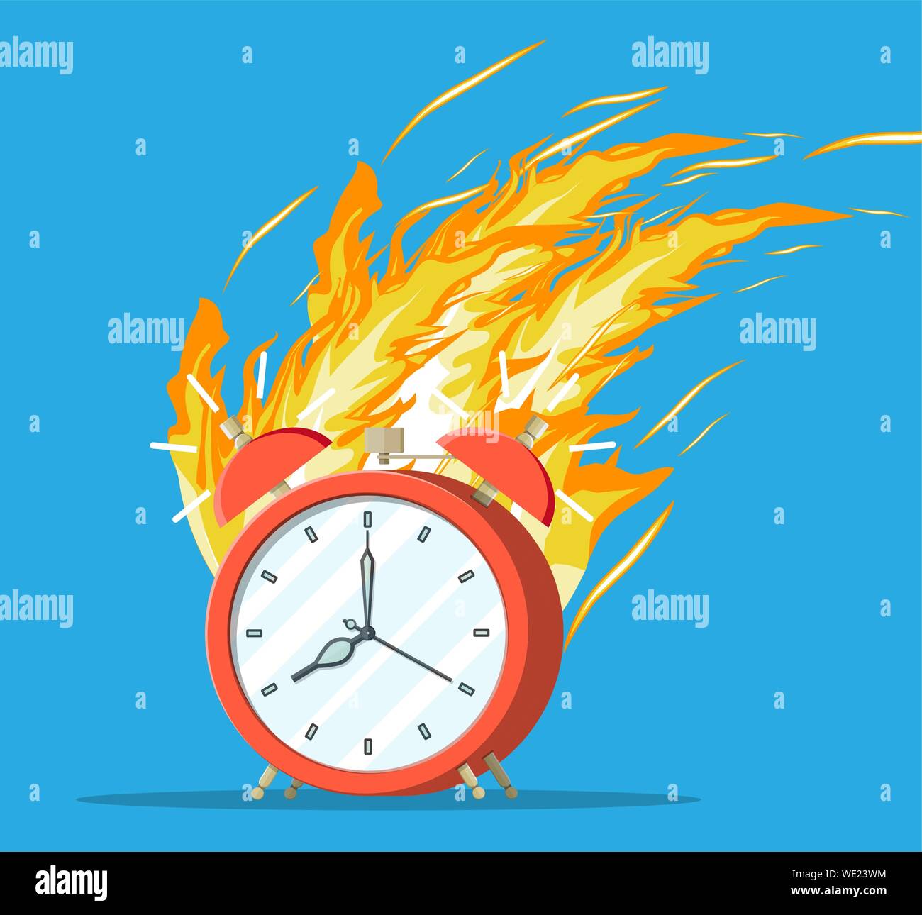 Red alarm clock in fire. Burning clock Stock Vector Image & Art Alamy