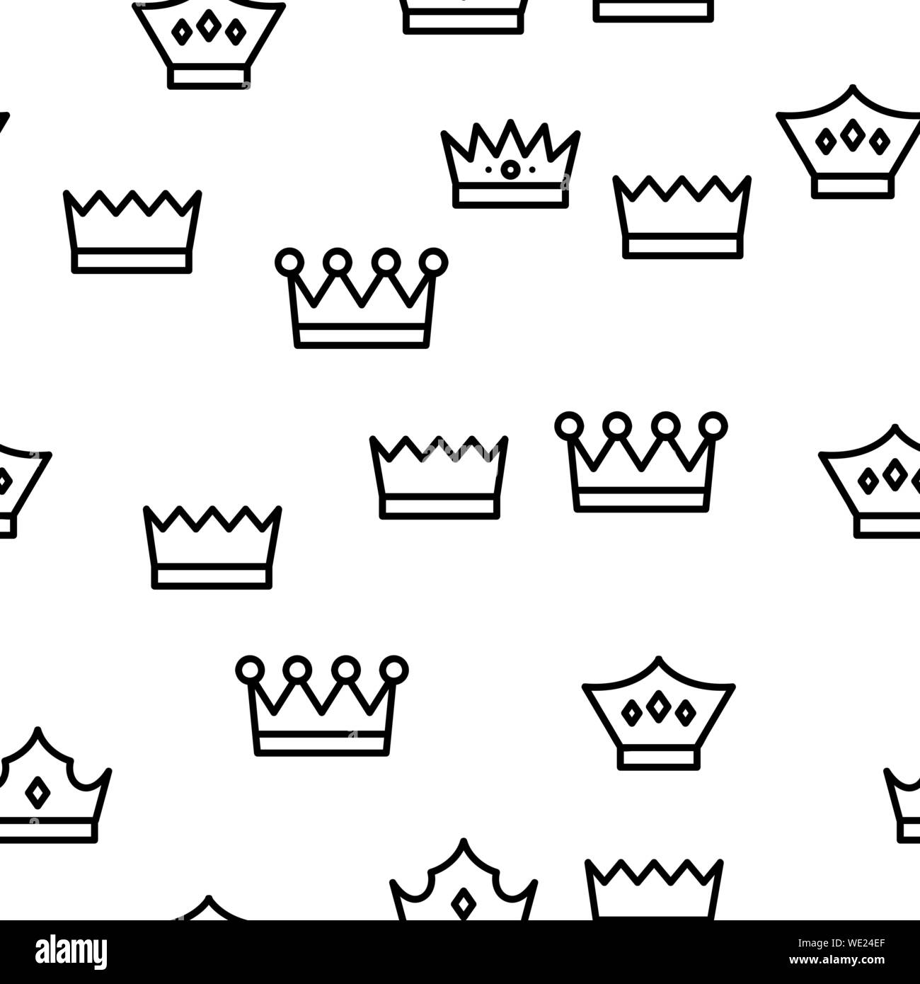 Royal Headwear, Crowns And Tiaras Vector Seamless Pattern Stock Vector ...