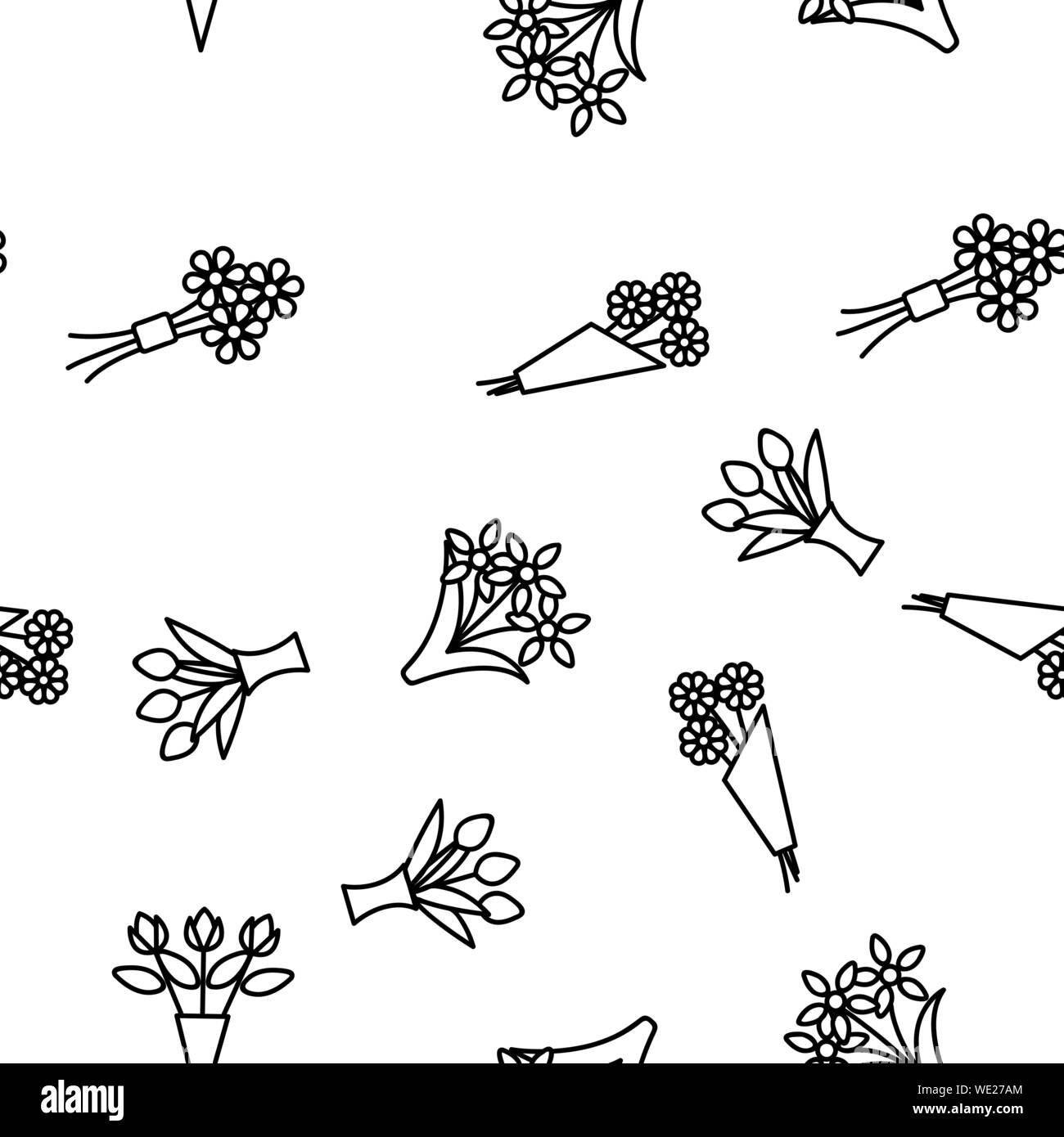 Bouquets, Bunches Of Flowers Vector Seamless Pattern Stock Vector Image