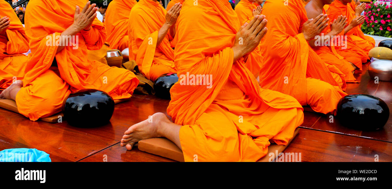 View Of Buddhist Monks Preying Stock Photo
