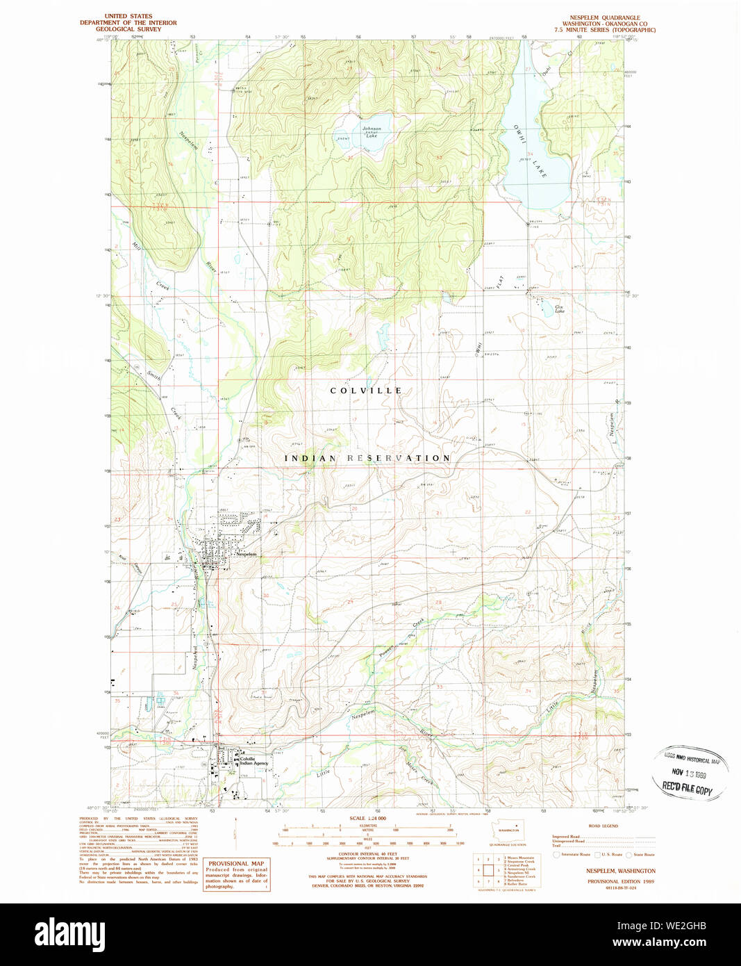 USGS Topo Map Washington State WA Nespelem 242800 1989 24000