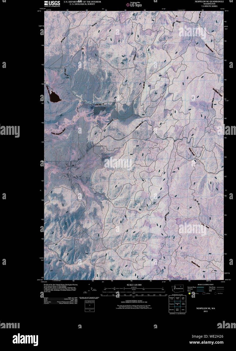USGS Topo Map Washington State WA Nespelem NE 20110413 TM Inverted