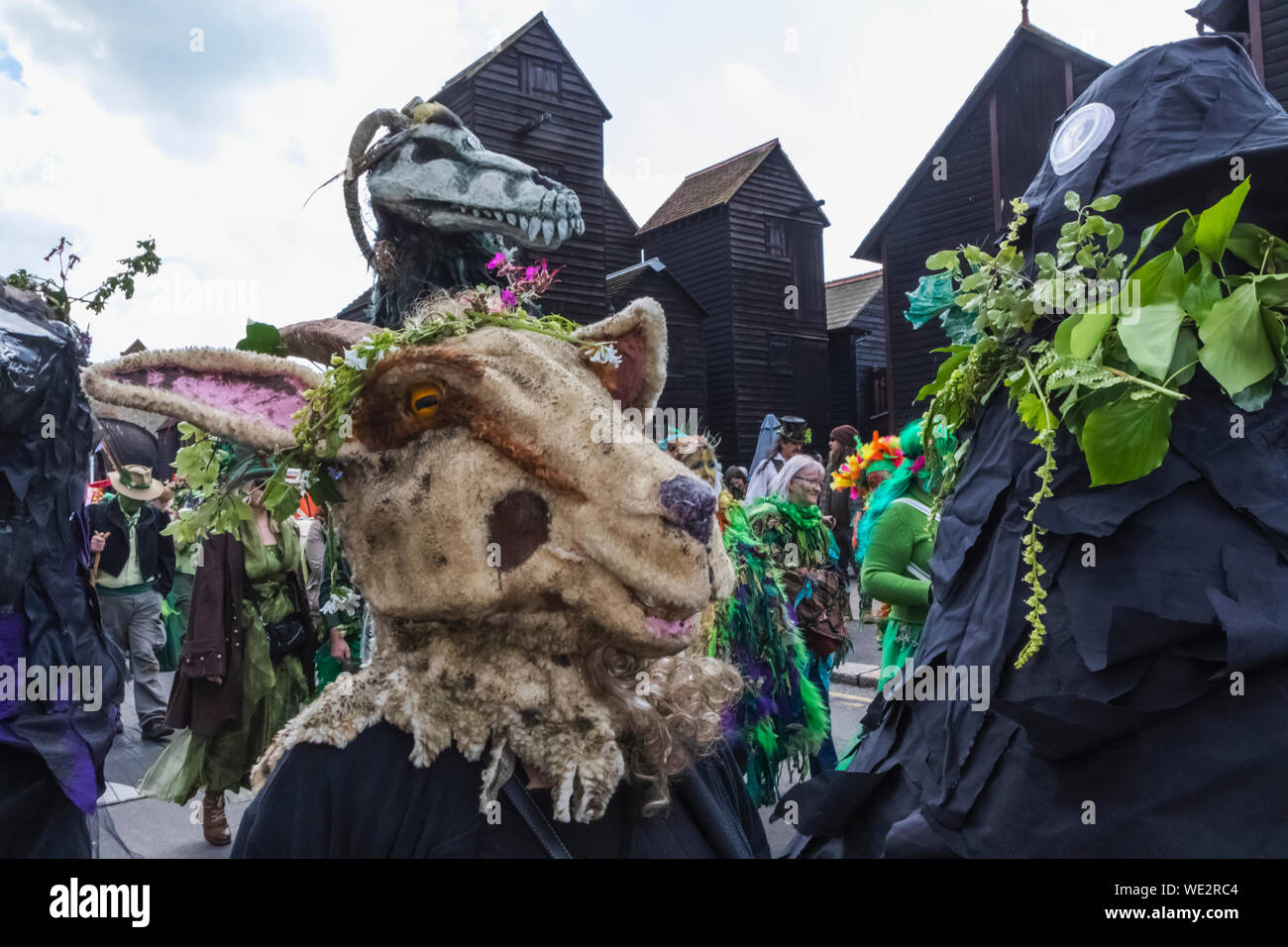 England, East Sussex, Hastings, The Annual Traditional Jack in the Green Festival aka The Green Man May Day Festival, Parade Participants Stock Photo