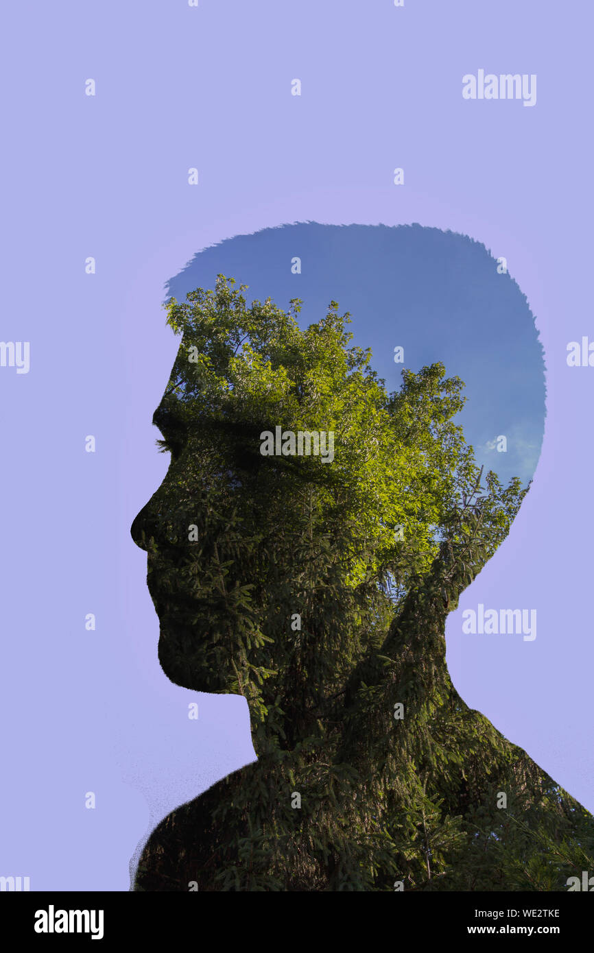 Double Exposure Man Tree High Resolution Stock Photography and Images ...