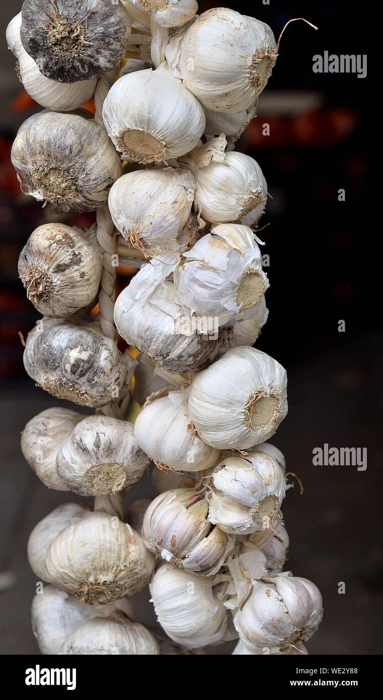 Close-up Of Garlic Braid Stock Photo