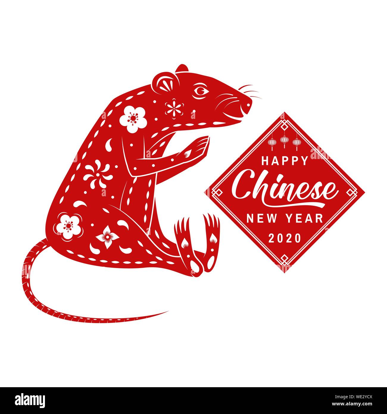 Happy Chinese New Year 2020 Design Vector Illustration Chinese