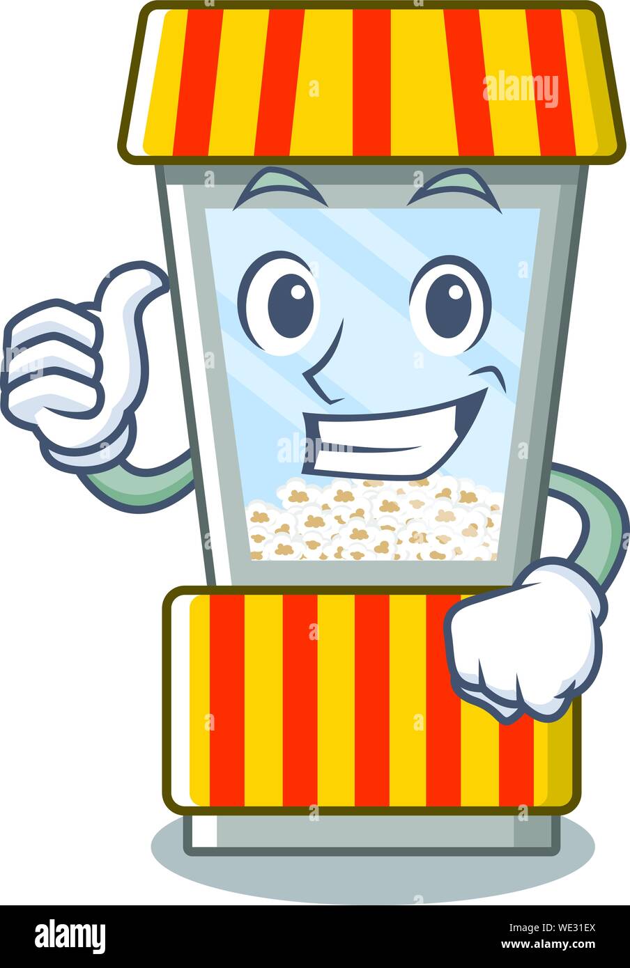 Thumbs up popcorn vending machine in a character Stock Vector