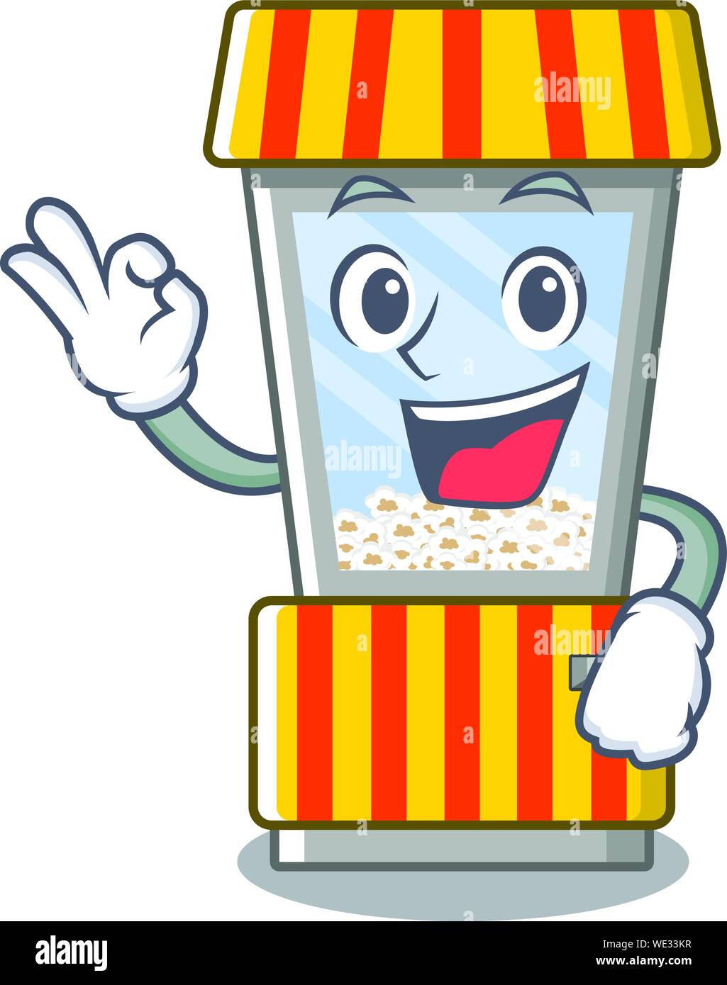 Okay popcorn vending machine in a character Stock Vector