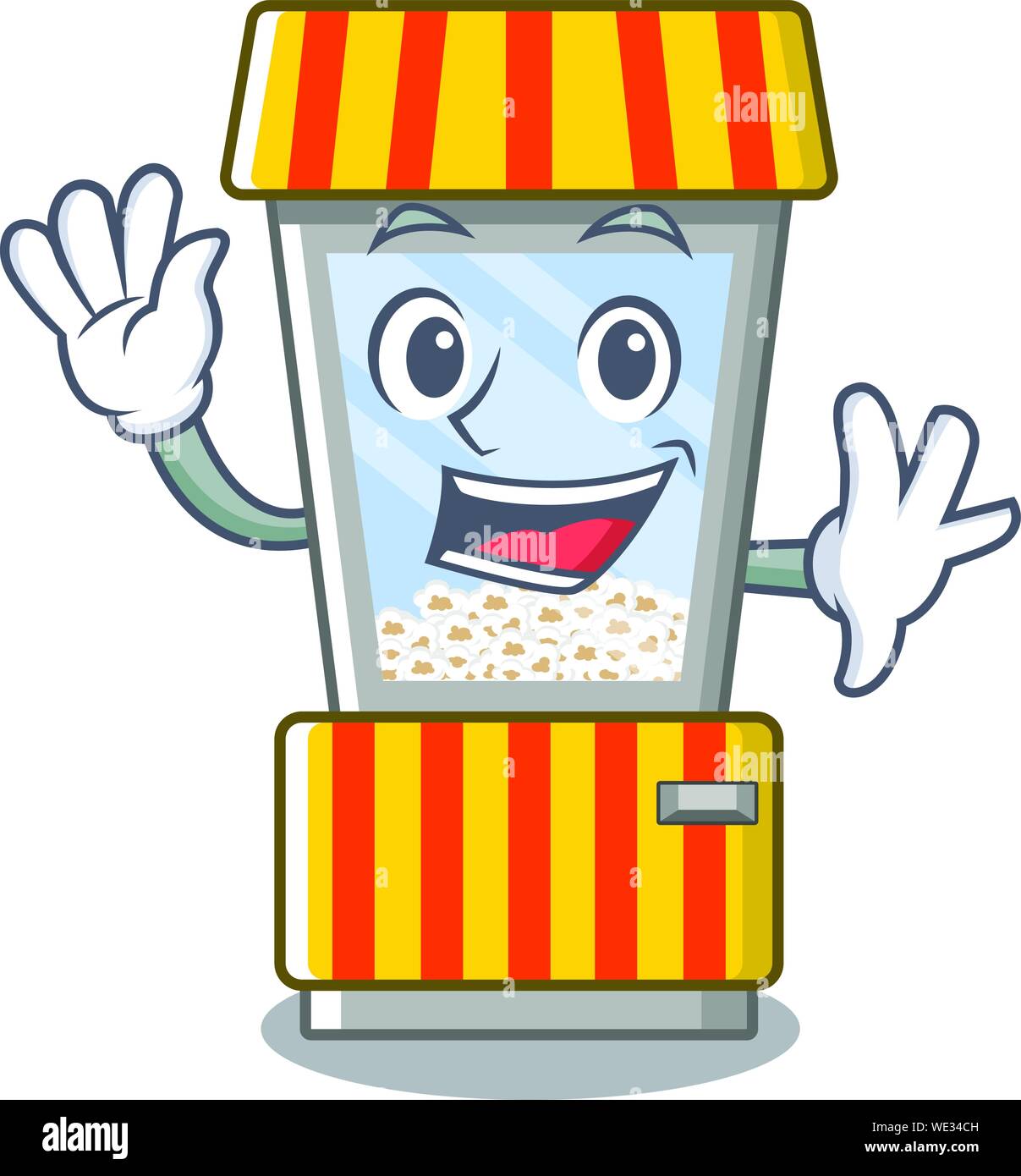 Waving popcorn vending machine in a character Stock Vector Image & Art ...