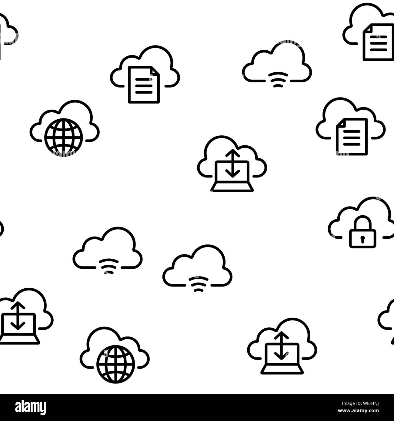 Cloud Service Seamless Pattern Vector Stock Vector Image & Art - Alamy