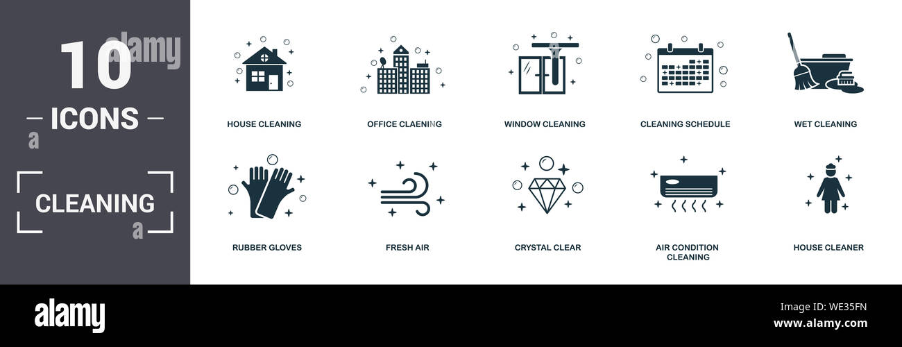 Cleaning set icons collection. Includes simple elements such as House ...