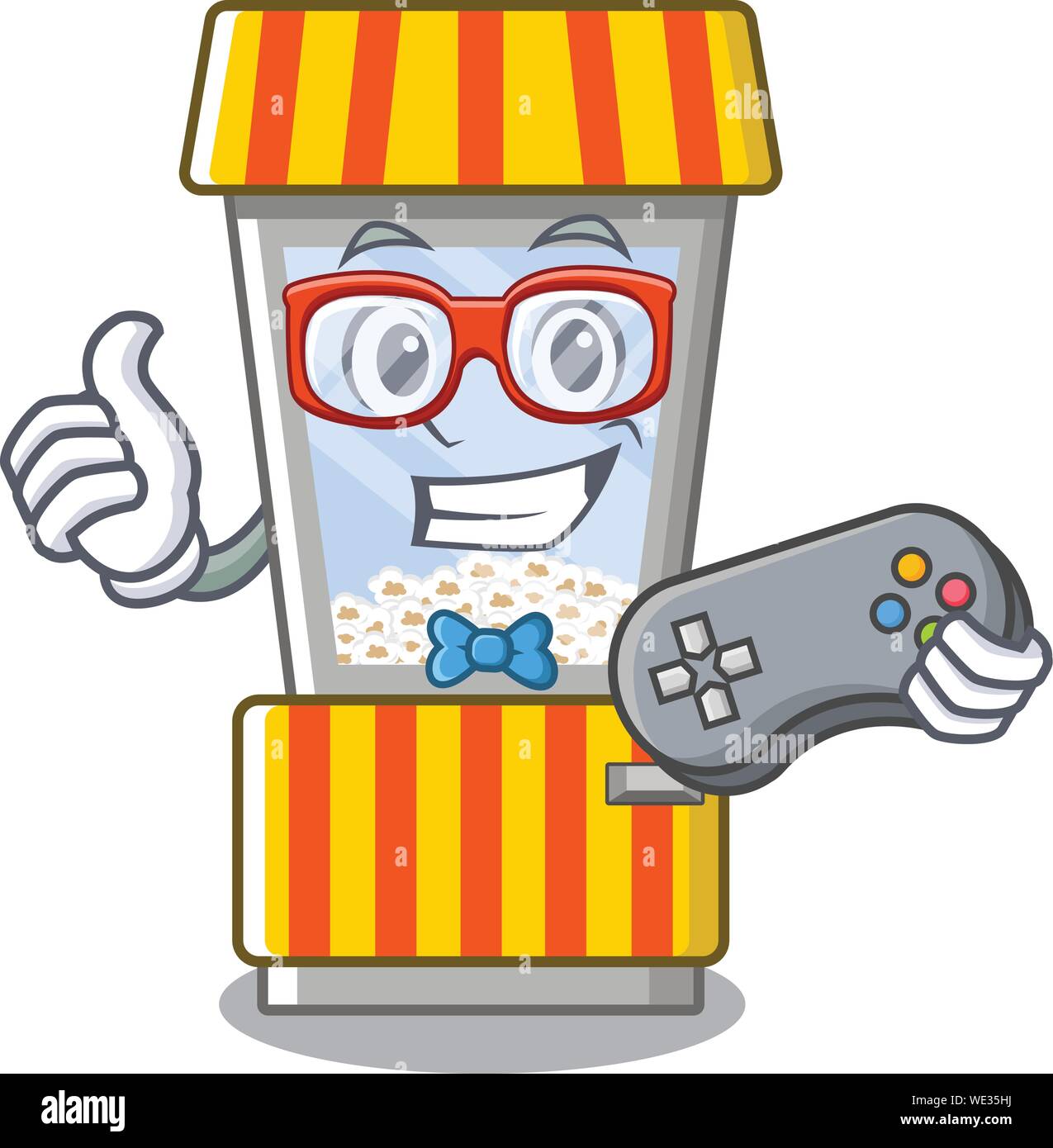 Gamer popcorn vending machine is formed cartoon Stock Vector Image