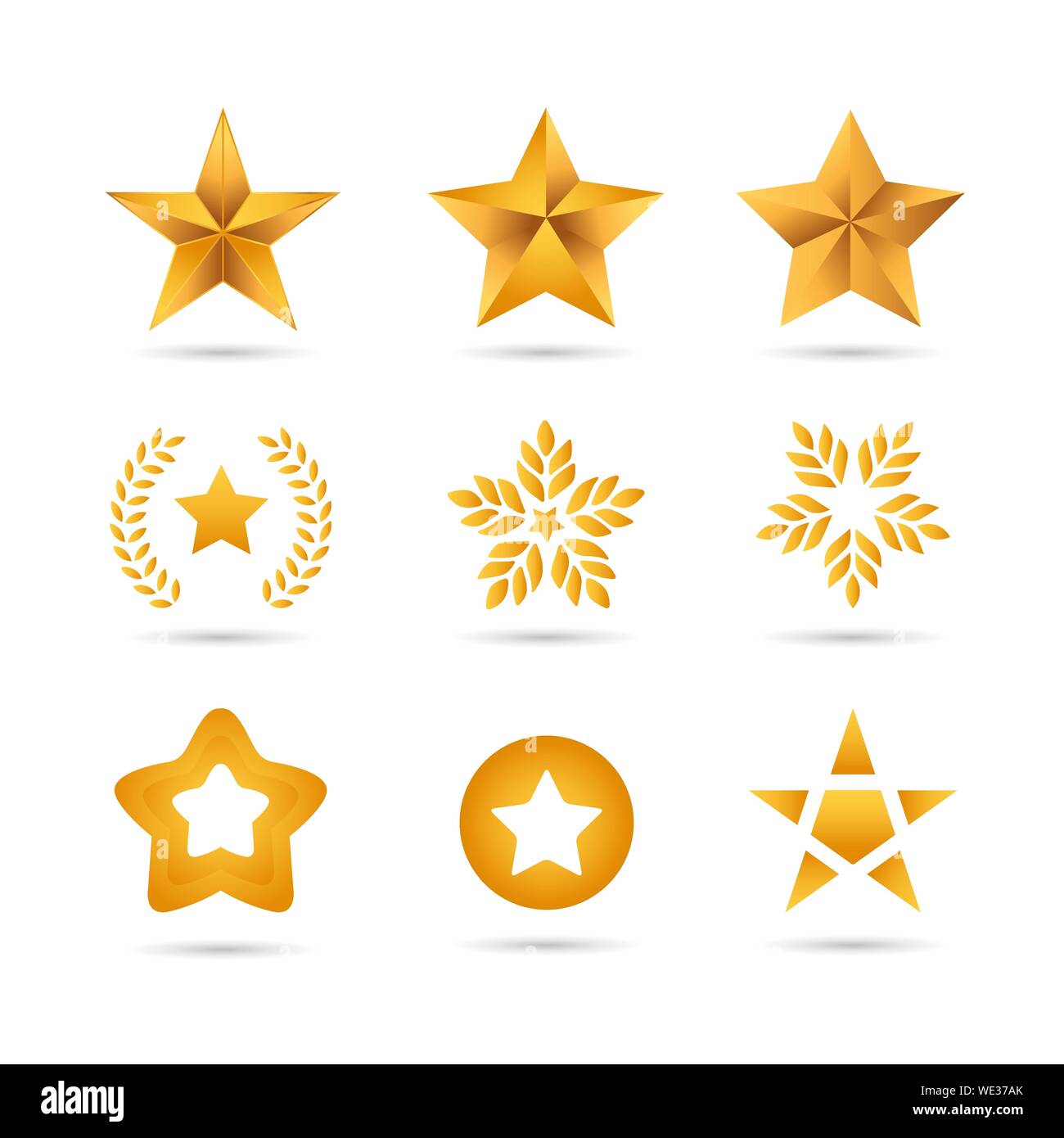 set of golden stars icons illustration vector Stock Vector