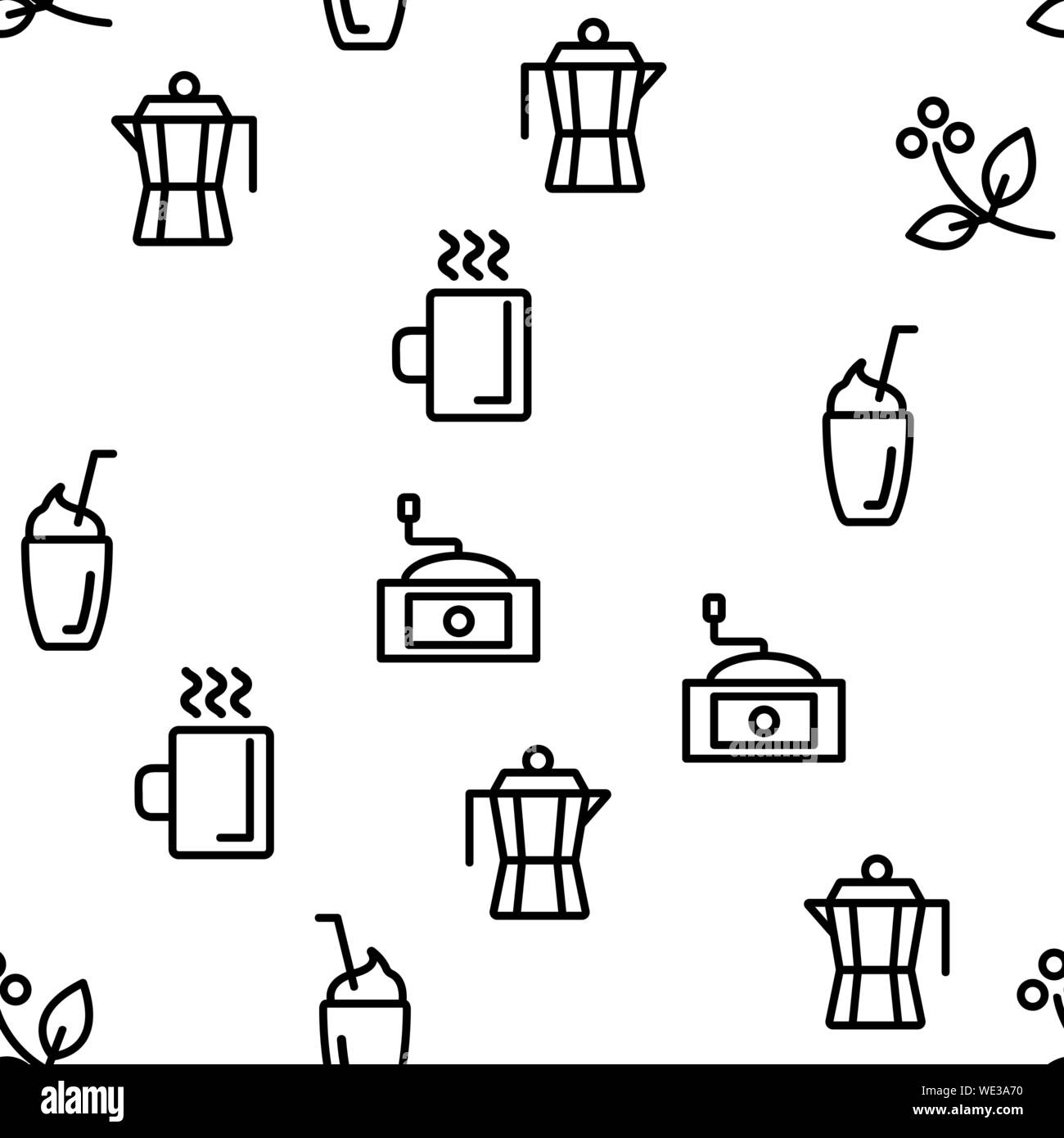 Coffee Equipment Seamless Pattern Vector Stock Vector Image & Art - Alamy