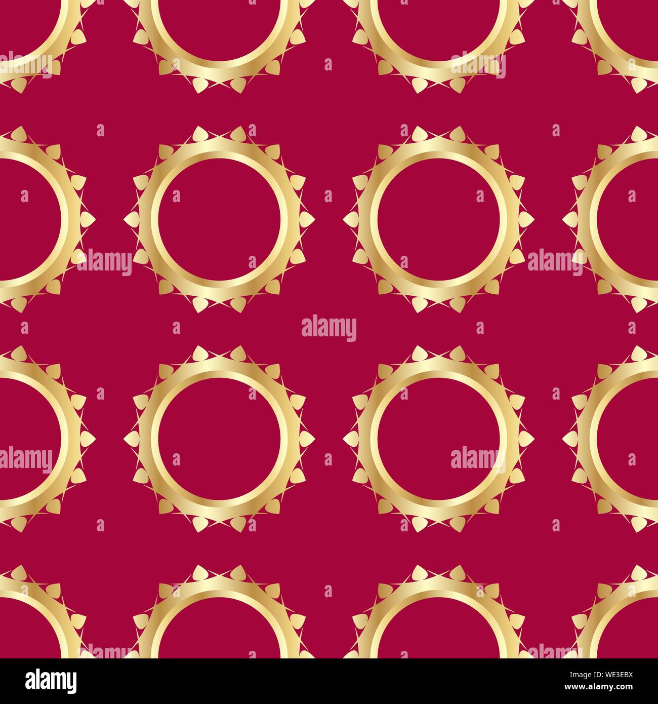 Seamless pattern with golden wedding rings on red background. The image ...