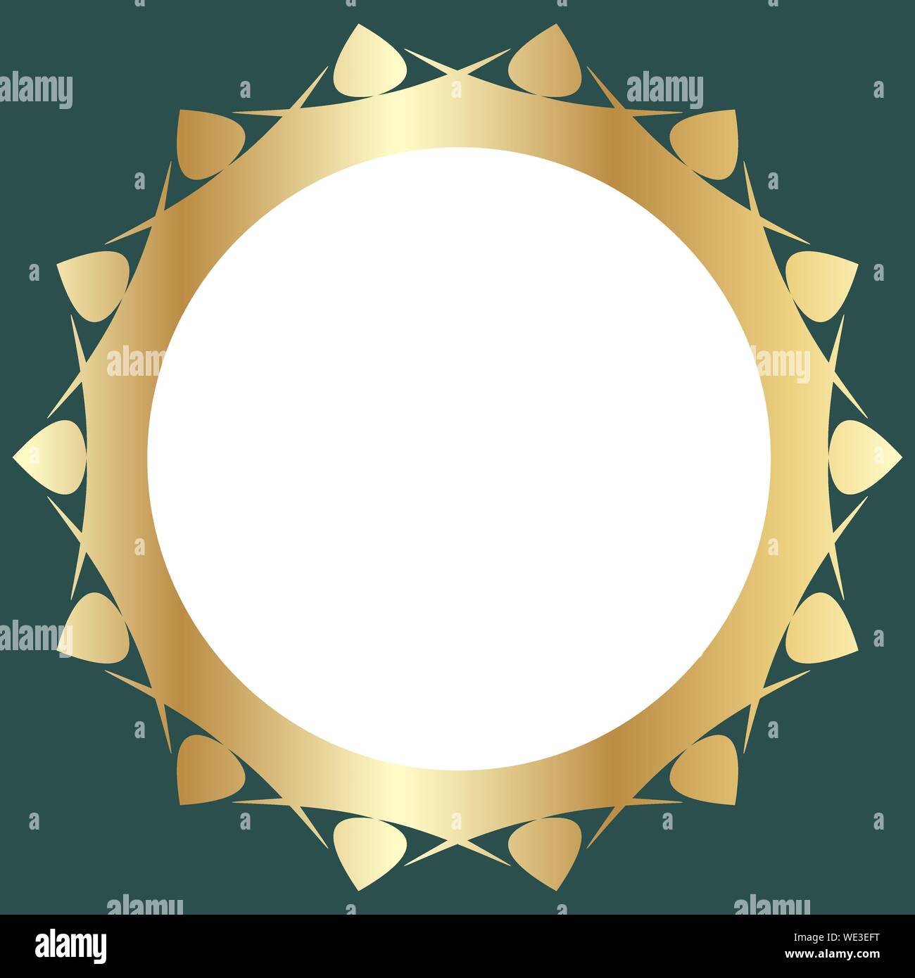 Decorative golden round frame with abstract floral design on a green  background. Round pattern composition. Vector EPS10 Stock Vector Image &  Art - Alamy